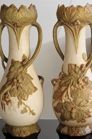 Secesyjna para wazonów Royal Dux pnącza winorośli. Unikat kolekcjonerski  -2