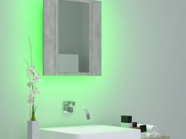 vidaXL Szafka łazienkowa z lustrem i LED, szarość betonu, akryl-2