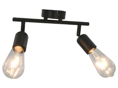 vidaXL Lampa z 2 żarówkami żarnikowymi, 2 W, czarna, E27 281423-1