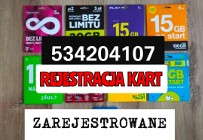 ZDALNA REJESTRACJA KART 20zł ZAREJESTROWANE KARTY SIM Aktywne karty 