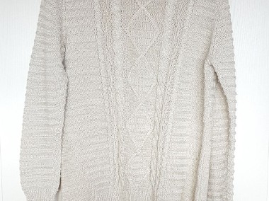 Sweter Yessica C&A beżowy złota nitka L 40 warkocz wzór-1