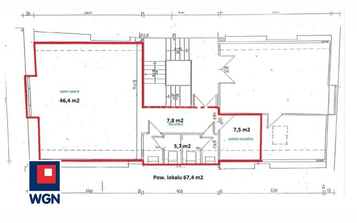 Biuro do wynajęcia, 67 m², 2 pomieszczenia Wrocław Stare Miasto - Widok 5