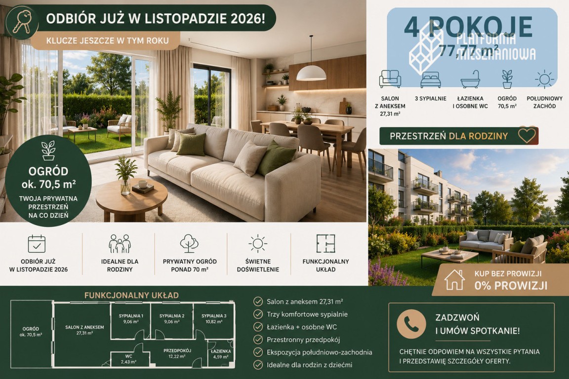 ODBIÓR 2026- 4 POKOJE Z OGRODEM W NAJLEPSZEJ CENIE, Pruszcz Gdański