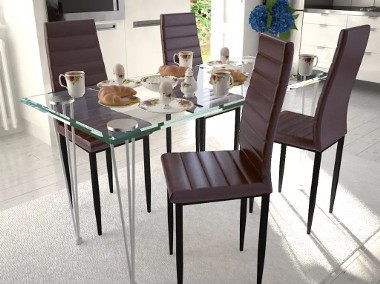 4 wysokie brązowe krzesła do jadalni + stół ze szklanym blatem271693-1