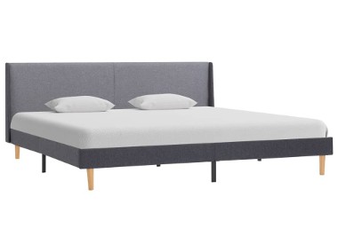 vidaXL Rama łóżka, szara, tapicerowana tkaniną, 160 x 200 cm 286695-1