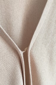 Poncho beżowe brązowe H&M narzutka sweter oversize ponczo czarne pasy-2