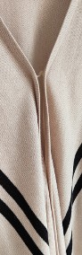 Poncho beżowe brązowe H&M narzutka sweter oversize ponczo czarne pasy-4