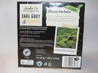 Herbata Westminster earl grey o smaku cytrynowym 75 torebek cytrynowa-2