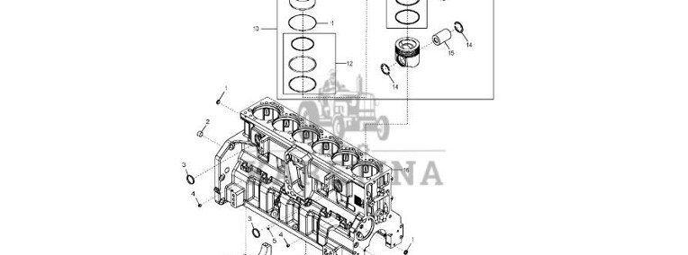 John Deere 9470RX - Zespół bloku krótkiego DZ114431 (Silnik)-1