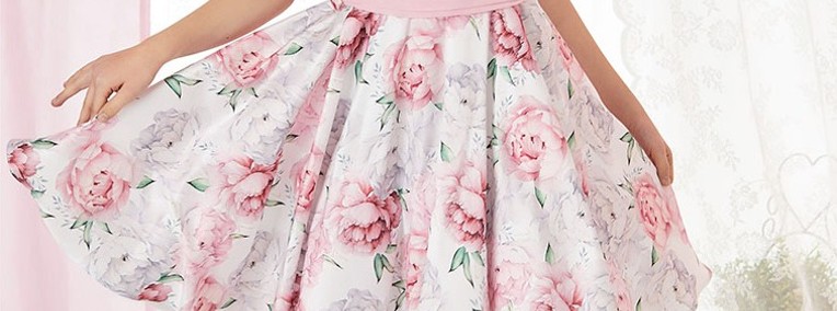 Sukienka dla dziewczynki w pastelowe kwiaty w rozmiarach 134-164-1