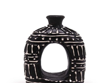 Ceramiczny Wazon z Bali – Owal z dziurą 18 cm-1