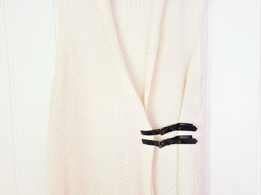 Biały kremowy kardigan H&M M 38 ryż ryżowy kamizelka sweter ciepły bezrękawnik-1