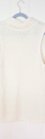 Biały kremowy kardigan H&M M 38 ryż ryżowy kamizelka sweter ciepły bezrękawnik-4