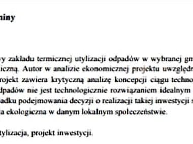 "Analiza rentowności Projektu sortowni odpadów dla gminy"-1
