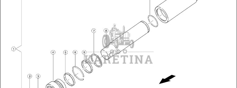 Claas Lexion 580 GŁOWICA CYLINDRA 0000853020 (Siłownik hydr. napinanie gumowych gąsienic)-1