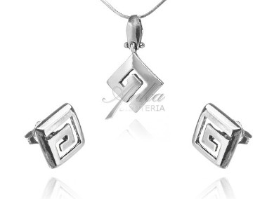 ankabizuteria.pl Komplet biżuteria srebrna kwadratowy labirynt-1