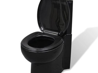 vidaXL Toaleta narożna, ceramiczna, czarnaSKU:141134*-1