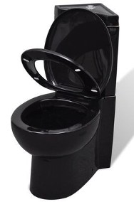 vidaXL Toaleta narożna, ceramiczna, czarnaSKU:141134*-2
