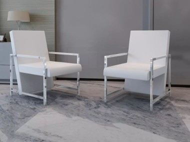 vidaXL Fotele z chromowaną ramą, 2 szt., białe, sztuczna skóra270180-1