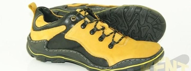 Wygodne polskie skórzane buty Kent 207 żółto - czarny kolor-1