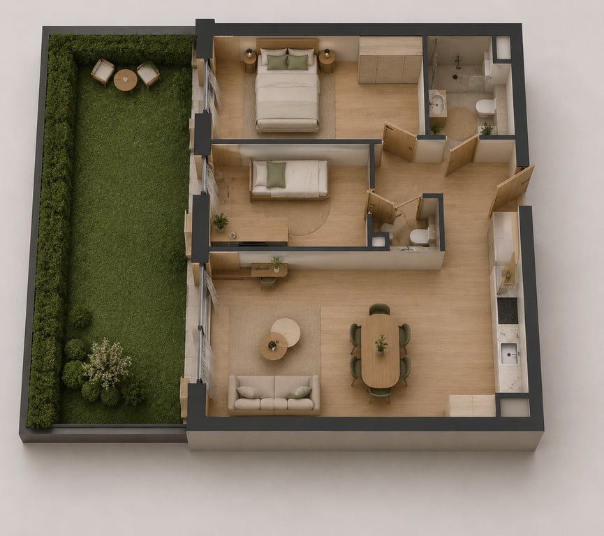Nowoczesne mieszkanie z ogródkiem | Belg Apartamenty, Katowice