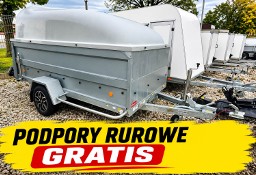 Inna PRZYCZEPA 1300 KG Z POKRYWĄ – NOWA – HAMOWANA – PODPORY RUROWE GRATIS