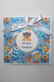 Kartka na urodziny dla dzieci Psi Patrol niebieska pieski Chase Ręcznie robiona-2