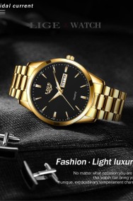 Zegarek męski klasyczny Lige złoty garniturowiec z bransoletą datownik luma box-2