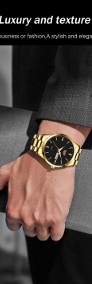 Zegarek męski klasyczny Lige złoty garniturowiec z bransoletą datownik luma box-3