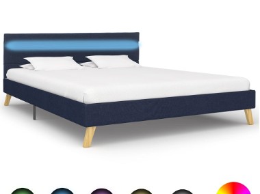 vidaXL Rama łóżka z LED, niebieska, tkanina, 120 x 200 cm 284854-1