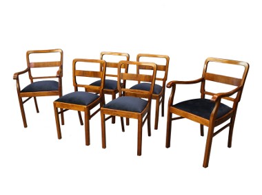 Komplet - dwa fotele i cztery krzesła / art - deco / po renowacji-1