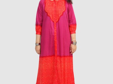 Nowa sukienka długa indyjska S 36 boho bohemian hippie chunri czerwona różowa-1