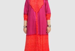 Nowa sukienka długa indyjska S 36 boho bohemian hippie chunri czerwona różowa