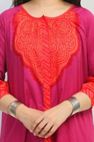 Nowa sukienka długa indyjska S 36 boho bohemian hippie chunri czerwona różowa-2