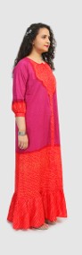 Nowa sukienka długa indyjska S 36 boho bohemian hippie chunri czerwona różowa-3