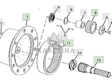 John Deere 7600 7700 7800 Kapelusz Wieniec Wał Satelita Przedni Napęd R99681 R88212 R100250 R100249-1