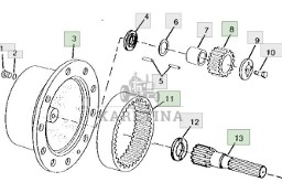 John Deere 7600 7700 7800 Kapelusz Wieniec Wał Satelita Przedni Napęd R99681 R88212 R100250 R100249