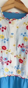 Koszula nocna niebieska S 36 haft kwiaty retro vintage bielizna piżama pidżama-4