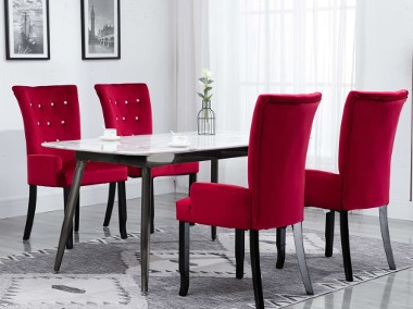 vidaXL Krzesła stołowe z podłokietnikami, 4 szt., czerwone, aksamitne276921-1