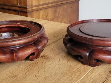 Orientalne ręcznie wykonane stojaki na wazon doniczkę rzeźbę z twardego drewna-1