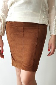 Brązowa spódnica Sister's Point XS 34 ołówkowa pencil skirt zamsz imitacja-2