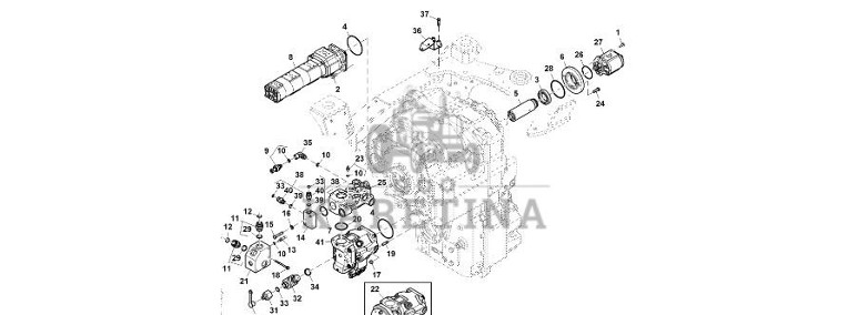 John Deere 9470RX - Pompa RE586666 (Układ hydrauliczny)-1