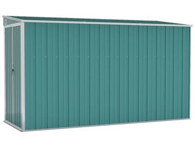vidaXL Szopa ogrodowa, mocowana do ściany, zielona, 118x288x178 cmSKU:316225-1