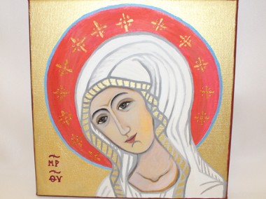 Obraz olejny stylizowany na ikona Matka Boża Fatimska Maryja-1