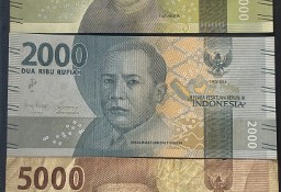 Zestaw banknotów Indonezja - 1000, 2000 i 5000 RUPII
