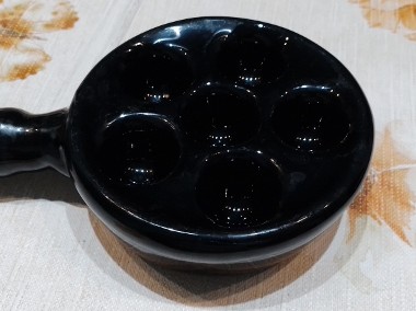 Talerz do ślimaków naczynie porcelana czarna 12cm-1
