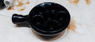 Talerz do ślimaków naczynie porcelana czarna 12cm