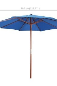 vidaXL Parasol ogrodowy na drewnianym słupku, 300x258 cm, niebieski-3