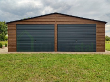 Garaż blaszany drewnopodobny akrylowa PRODUCENT garaże na wymiar 6x5,8 6x5 6x6 -1
