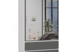Szafa S 90 cm 2 drzwi 2 szuflady 2 lustra - biała-grafit szary